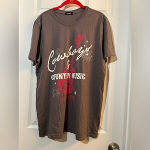 👗 NWOT Cowboy Country Music Festival Brown T-Shirt size large